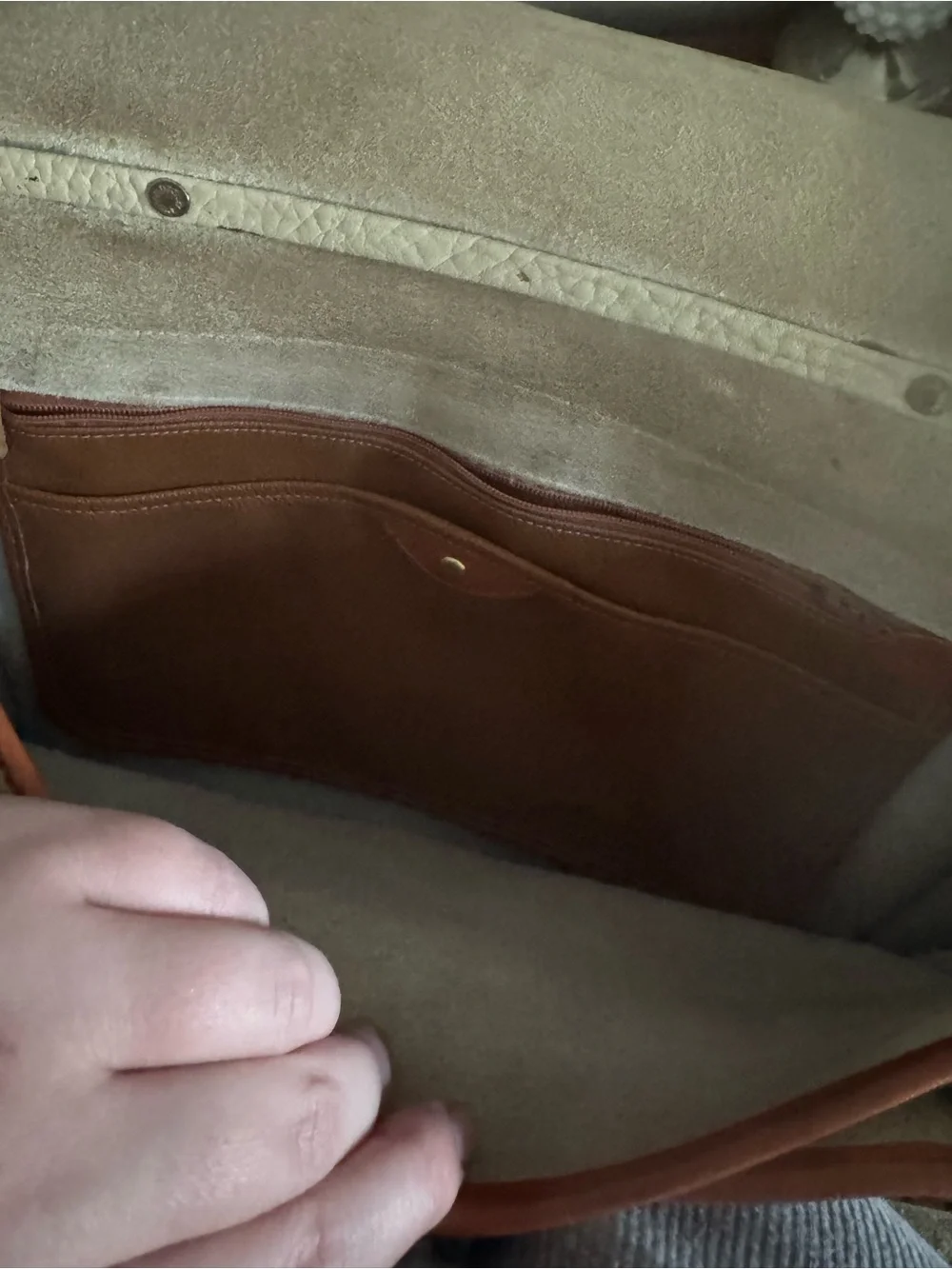 Vintage Dooney & Bourke All Weather Leather Crossbody Bag Cream Brown British Ta